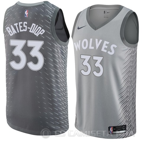 Camiseta Keita Bates-Diop #33 Minnesota Timberwolves Ciudad 2017-18 Gris - Haga un click en la imagen para cerrar